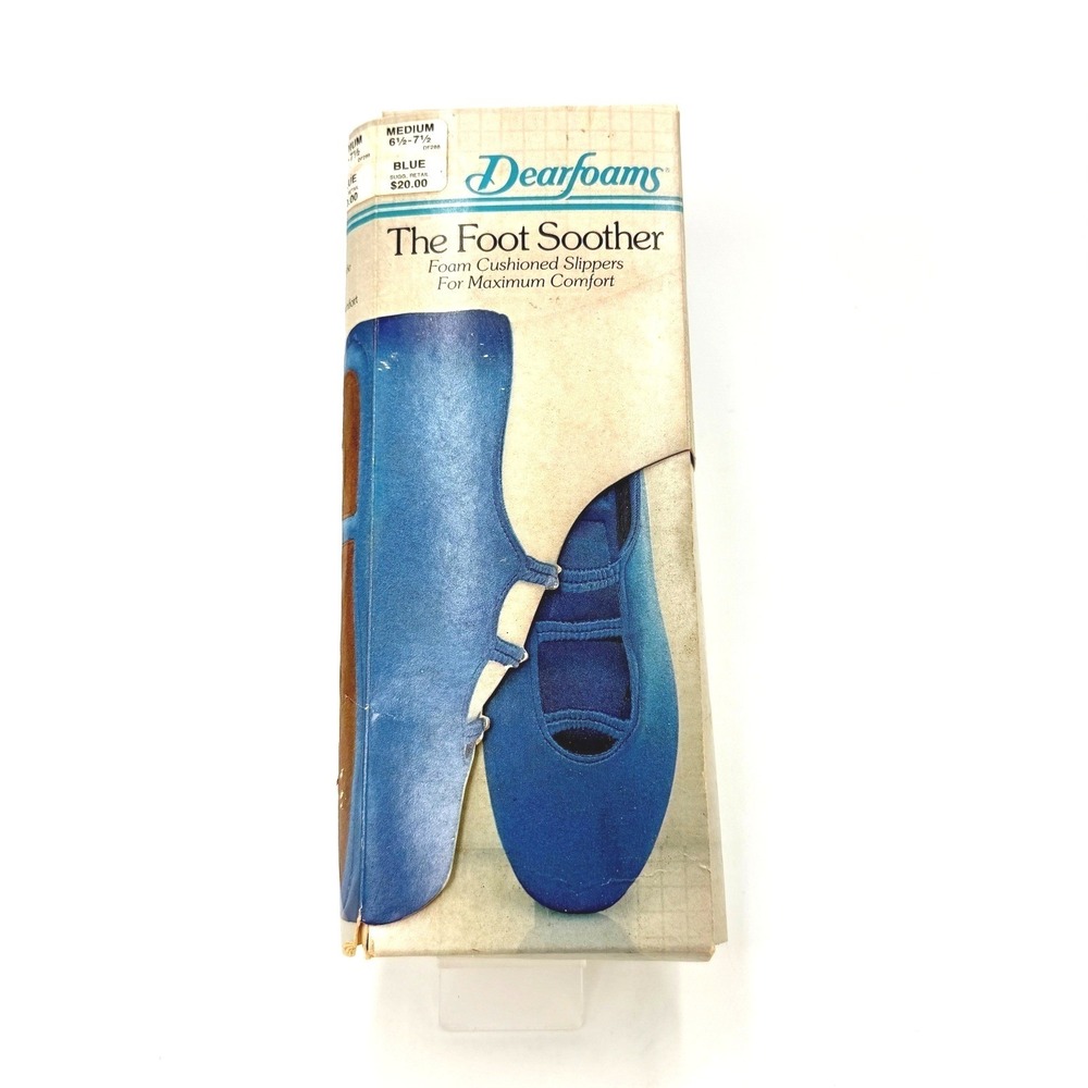 Dearfoams The‎ Foot Soother Vintage Blue Foam Cushioned Slippers Suede Sole Med
